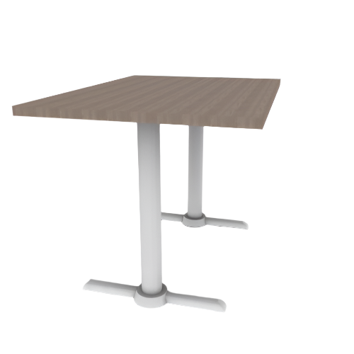 Proof 30" x 42" Rectangle Pedestal Cafe Table with Straight T-Legs Pair HPL Top T-Mold Edge