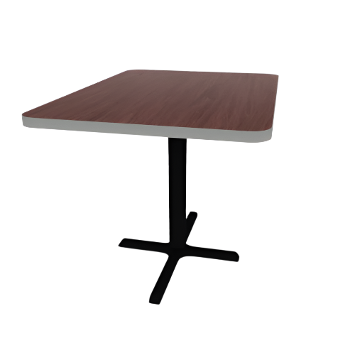 Proof 30" x 42" Rectangle Pedestal Cafe Table with X-Style Base HPL Top T-Mold Edge