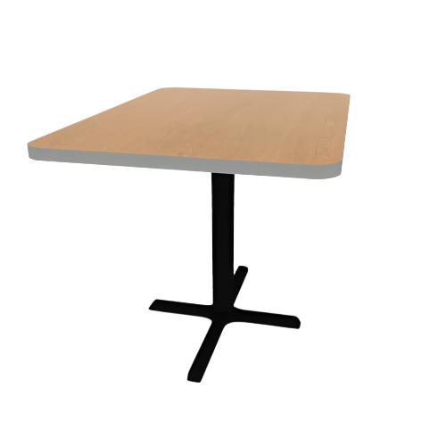 Proof 30" x 42" Rectangle Pedestal Cafe Table with X-Style Base HPL Top T-Mold Edge