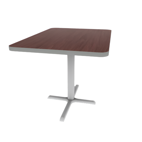 Proof 30" x 42" Rectangle Pedestal Cafe Table with X-Style Base HPL Top T-Mold Edge