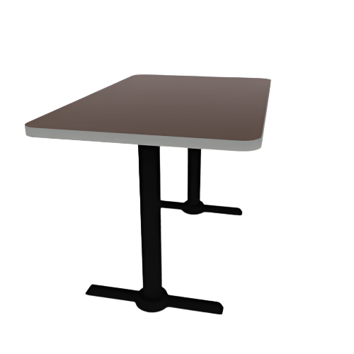 Proof 30" x 48" Rectangle Pedestal Cafe Table with Straight T-Legs Pair HPL Top T-Mold Edge