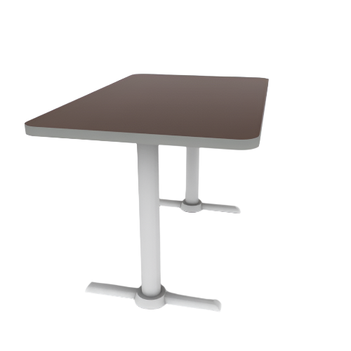 Proof 30" x 48" Rectangle Pedestal Cafe Table with Straight T-Legs Pair HPL Top T-Mold Edge