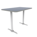 Proof 30" x 48" Rectangle Pedestal Counter Table with Straight T-Legs Pair HPL Top T-Mold Edge
