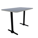 Proof 30" x 48" Rectangle Pedestal Counter Table with Straight T-Legs Pair HPL Top T-Mold Edge