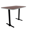 Proof 30" x 48" Rectangle Pedestal Counter Table with Straight T-Legs Pair HPL Top T-Mold Edge