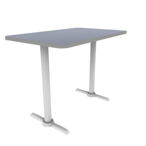 Proof 30" x 48" Rectangle Pedestal Counter Table with Straight T-Legs Pair HPL Top T-Mold Edge