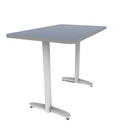 Proof 30" x 48" Rectangle Pedestal Counter Table with Arched T-Legs Pair HPL Top T-Mold Edge