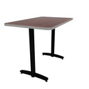 Proof 30" x 48" Rectangle Pedestal Counter Table with Arched T-Legs Pair HPL Top T-Mold Edge