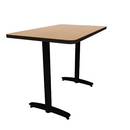 Proof 30" x 48" Rectangle Pedestal Counter Table with Arched T-Legs Pair HPL Top T-Mold Edge