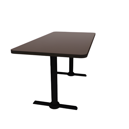 Proof 30" x 60" Rectangle Pedestal Cafe Table with Straight T-Legs Pair HPL Top T-Mold Edge