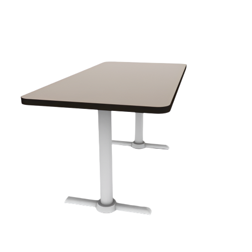 Proof 30" x 60" Rectangle Pedestal Cafe Table with Straight T-Legs Pair HPL Top T-Mold Edge