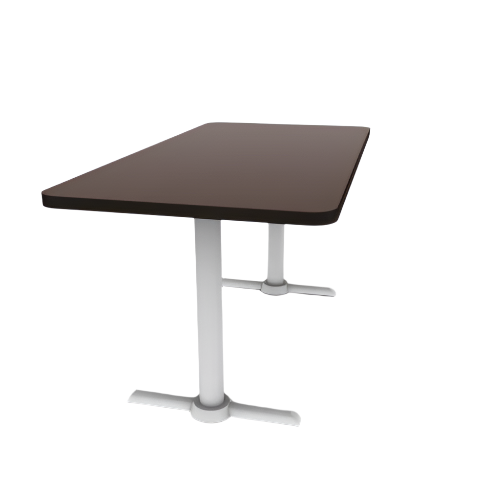 Proof 30" x 60" Rectangle Pedestal Cafe Table with Straight T-Legs Pair HPL Top T-Mold Edge