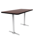 Proof 30" x 60" Rectangle Pedestal Counter Table with Straight T-Legs Pair HPL Top T-Mold Edge