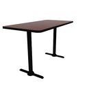 Proof 30" x 60" Rectangle Pedestal Counter Table with Straight T-Legs Pair HPL Top T-Mold Edge