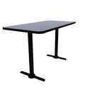 Proof 30" x 60" Rectangle Pedestal Counter Table with Straight T-Legs Pair HPL Top T-Mold Edge