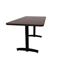 Proof 30" x 60" Rectangle Pedestal Cafe Table with Arched T-Legs Pair HPL Top T-Mold Edge