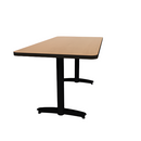 Proof 30" x 60" Rectangle Pedestal Cafe Table with Arched T-Legs Pair HPL Top T-Mold Edge
