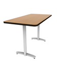 Proof 30" x 60" Rectangle Pedestal Counter Table with Arched T-Legs Pair HPL Top T-Mold Edge