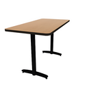 Proof 30" x 60" Rectangle Pedestal Counter Table with Arched T-Legs Pair HPL Top T-Mold Edge
