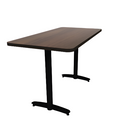 Proof 30" x 60" Rectangle Pedestal Counter Table with Arched T-Legs Pair HPL Top T-Mold Edge