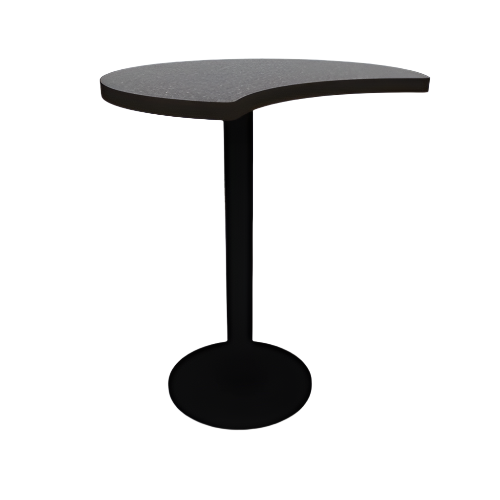 Proof 30" Crescent Pedestal Cafe Table with Round Steel Base TFL Top T Mold Edge