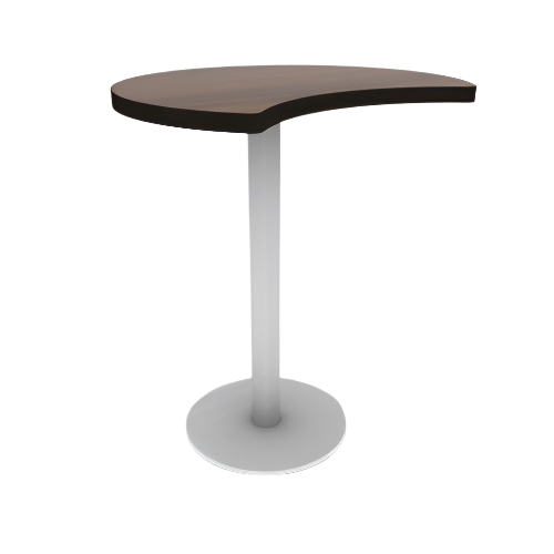 Proof 30" Crescent Pedestal Cafe Table with Round Steel Base TFL Top T Mold Edge