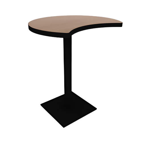 Proof 30" Crescent Pedestal Cafe Table with Square Steel Base TFL Top T Mold Edge