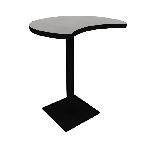 Proof 30" Crescent Pedestal Cafe Table with Square Steel Base TFL Top T Mold Edge