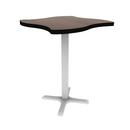 Proof 30" Wave Pedestal Cafe Table with Cast Iron X-Base TFL Top T Mold Edge