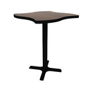 Proof 30" Wave Pedestal Cafe Table with Cast Iron X-Base TFL Top T Mold Edge