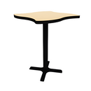 Proof 30" Wave Pedestal Cafe Table with Cast Iron X-Base TFL Top T Mold Edge