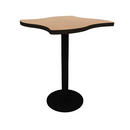 Proof 30" Wave Pedestal Cafe Table with Round Steel Base TFL Top T Mold Edge