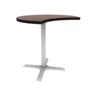 Proof 36" Crescent Pedestal Cafe Table with Cast Iron X-Base TFL Top T Mold Edge