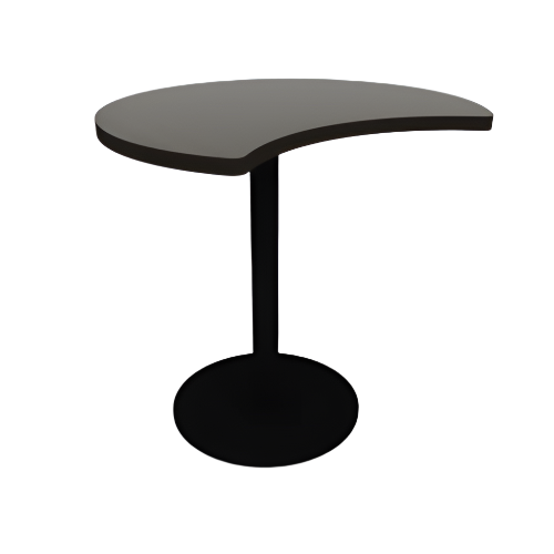 Proof 36" Crescent Pedestal Cafe Table with Round Steel Base TFL Top T Mold Edge