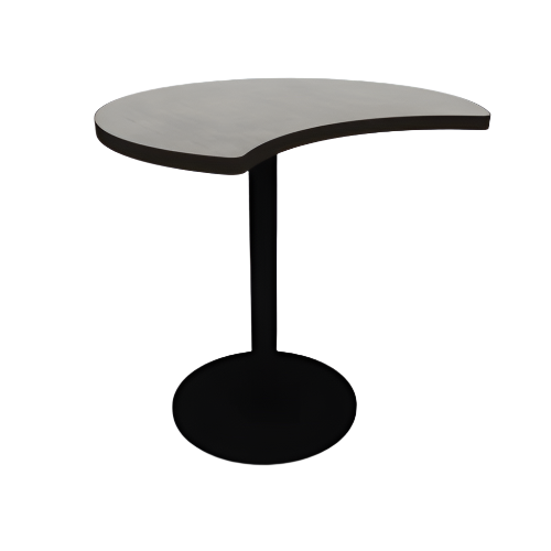 Proof 36" Crescent Pedestal Cafe Table with Round Steel Base TFL Top T Mold Edge