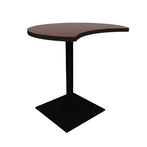 Proof 36" Crescent Pedestal Cafe Table with Square Steel Base TFL Top T Mold Edge