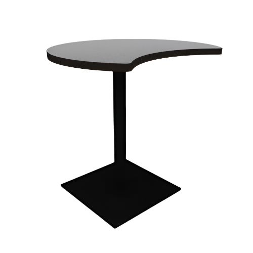 Proof 36" Crescent Pedestal Cafe Table with Square Steel Base TFL Top T Mold Edge