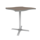 Proof 36" Wave Pedestal Cafe Table with Cast Iron X-Base TFL Top T Mold Edge