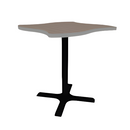 Proof 36" Wave Pedestal Cafe Table with Cast Iron X-Base TFL Top T Mold Edge