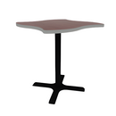 Proof 36" Wave Pedestal Cafe Table with Cast Iron X-Base TFL Top T Mold Edge