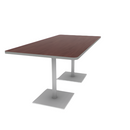 Proof 42" x 84" Rectangle Pedestal Counter Table with Square Steel Base Pair HPL Top