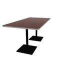Proof 42" x 84" Rectangle Pedestal Counter Table with Square Steel Base Pair HPL Top