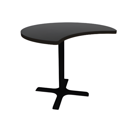 Proof 42" Crescent Pedestal Cafe Table with X-Base TFL Top T Mold Edge