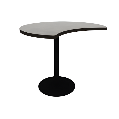 Proof 42" Crescent Pedestal Cafe Table with Round Steel Base TFL Top T Mold Edge