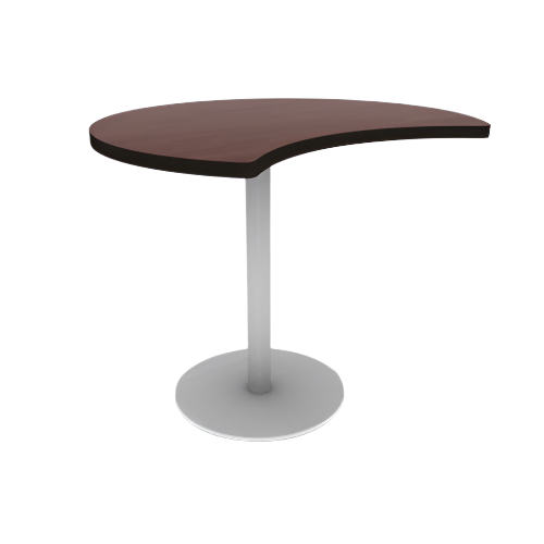 Proof 42" Crescent Pedestal Cafe Table with Round Steel Base TFL Top T Mold Edge