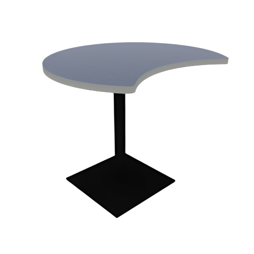 Proof 42" Crescent Pedestal Cafe Table with Square Steel Base TFL Top T Mold Edge