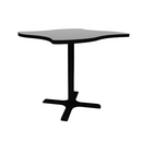 Proof 42" Wave Pedestal Cafe Table with Cast Iron X-Base TFL Top T Mold Edge