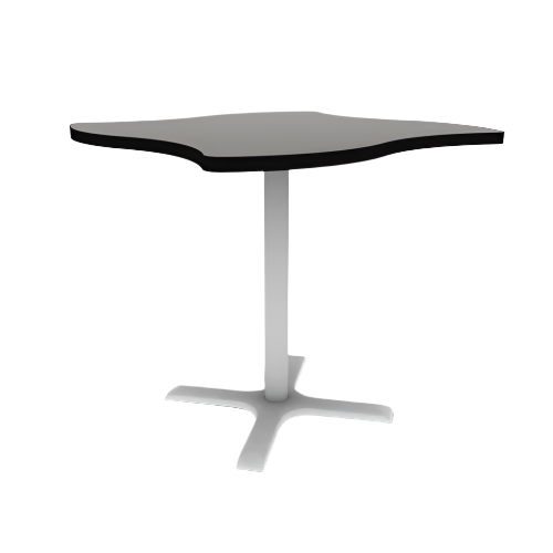 Proof 42" Wave Pedestal Cafe Table with Cast Iron X-Base TFL Top T Mold Edge