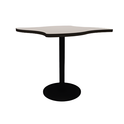 Proof 42" Wave Pedestal Cafe Table with Round Steel Base TFL Top T Mold Edge