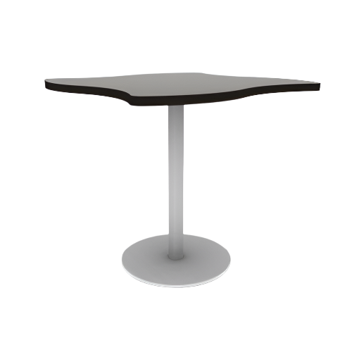 Proof 42" Wave Pedestal Cafe Table with Round Steel Base TFL Top T Mold Edge